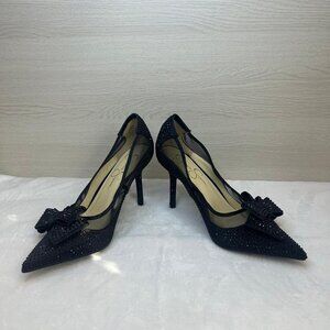 Jessica Simpson Ranika Black Rhinestone and Mesh Heels